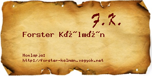 Forster Kálmán névjegykártya